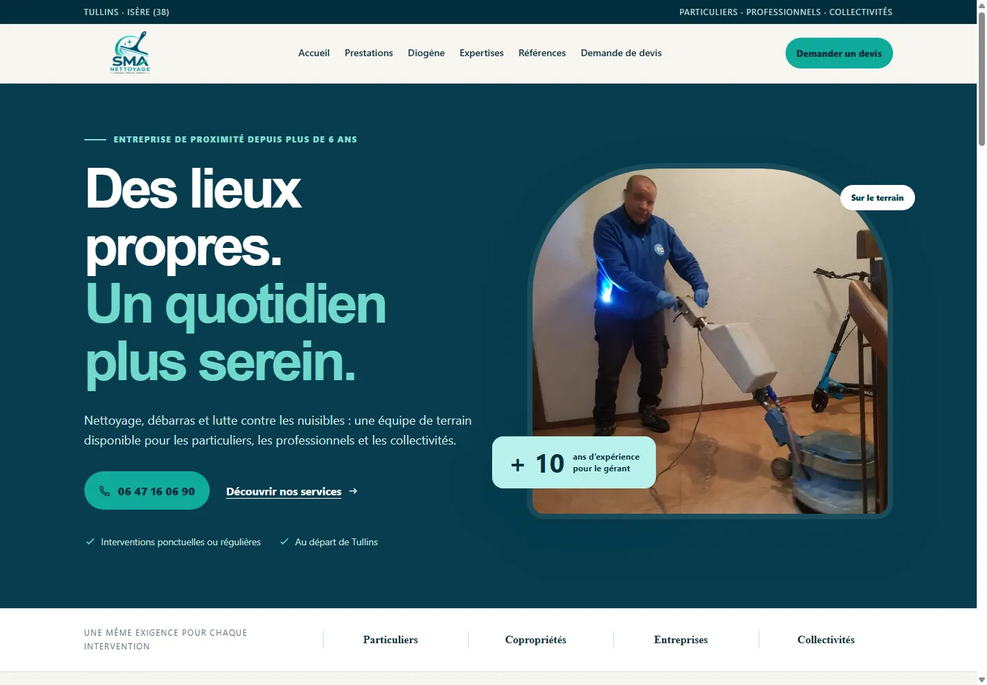 Aperçu du site SMA Nettoyage sur ordinateur