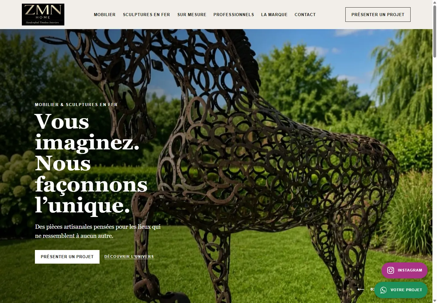 Aperçu du site ZMN Home sur ordinateur